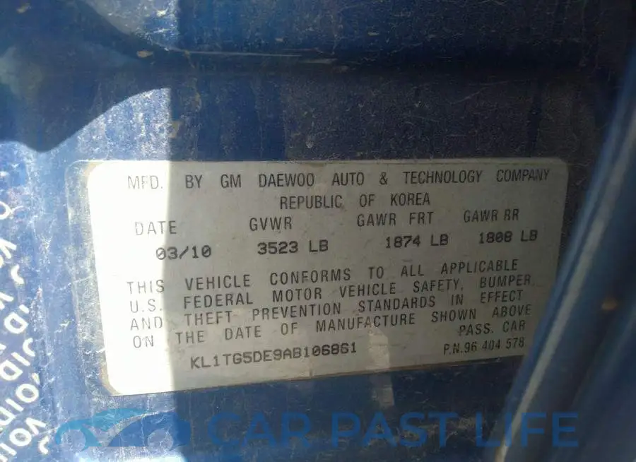 KL1TG5DE9AB106861# 9