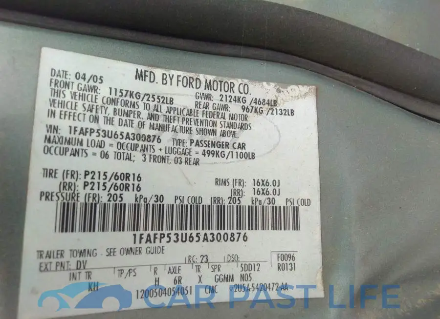 1FAFP53U65A300876# 9