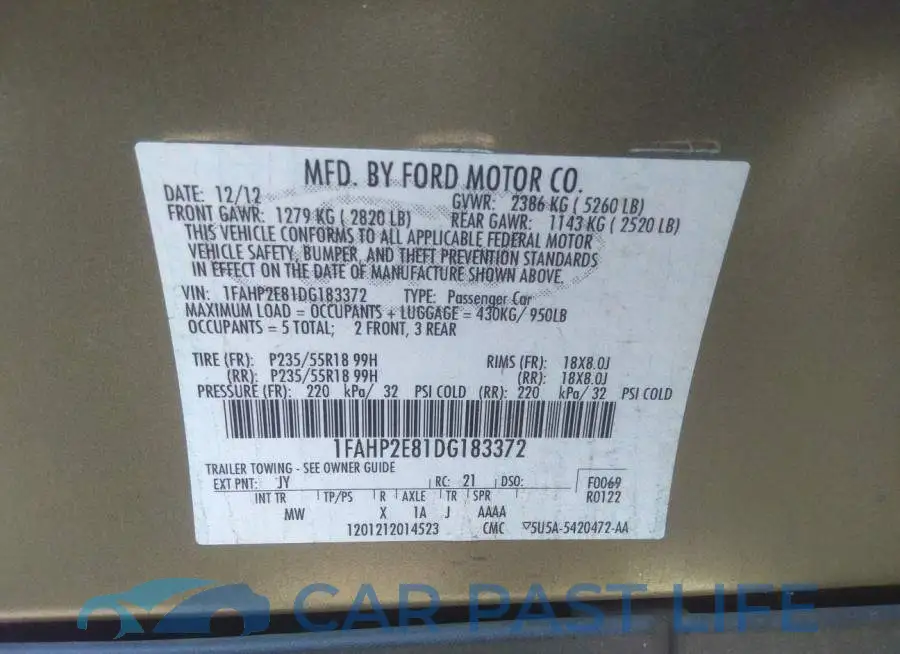 1FAHP2E81DG183372# 9