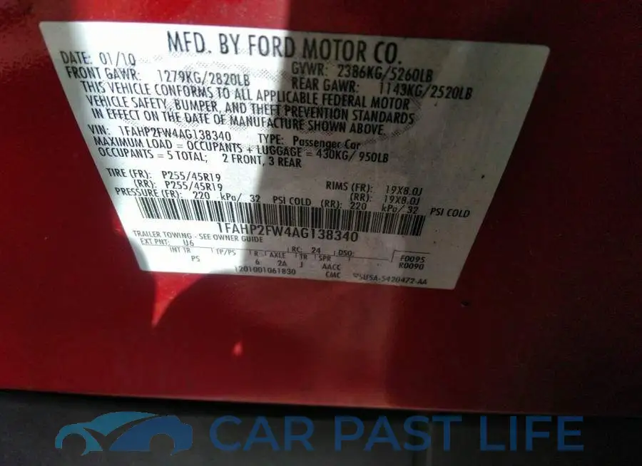 1FAHP2FW4AG138340# 9