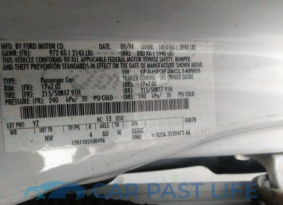 1FAHP3F28CL149905# 9