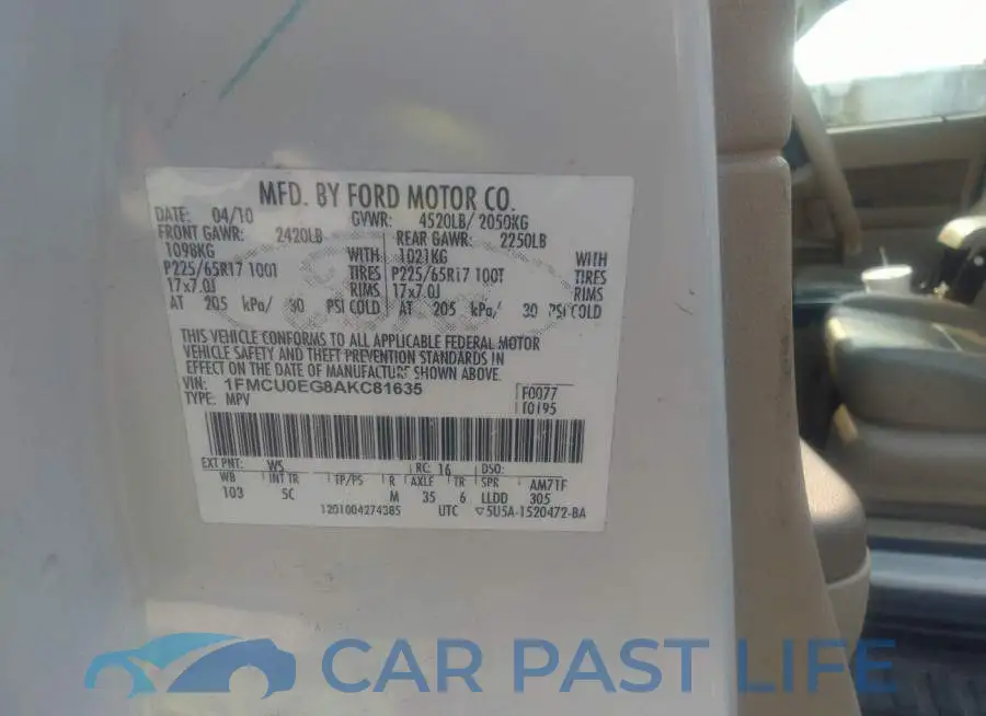 1FMCU0EG8AKC81635# 9