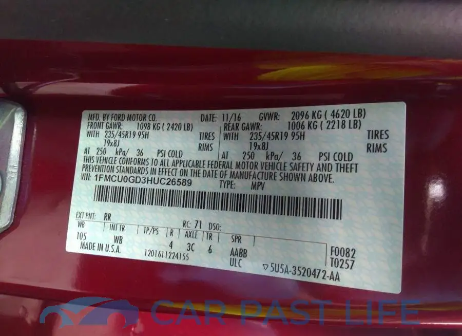1FMCU0GD3HUC26589# 9