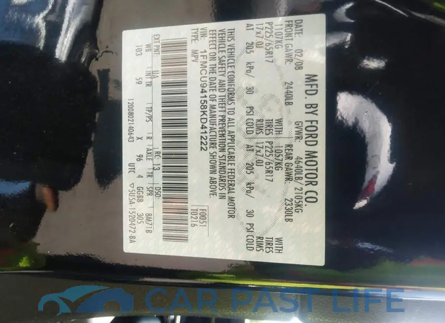 1FMCU94158KD41222# 9