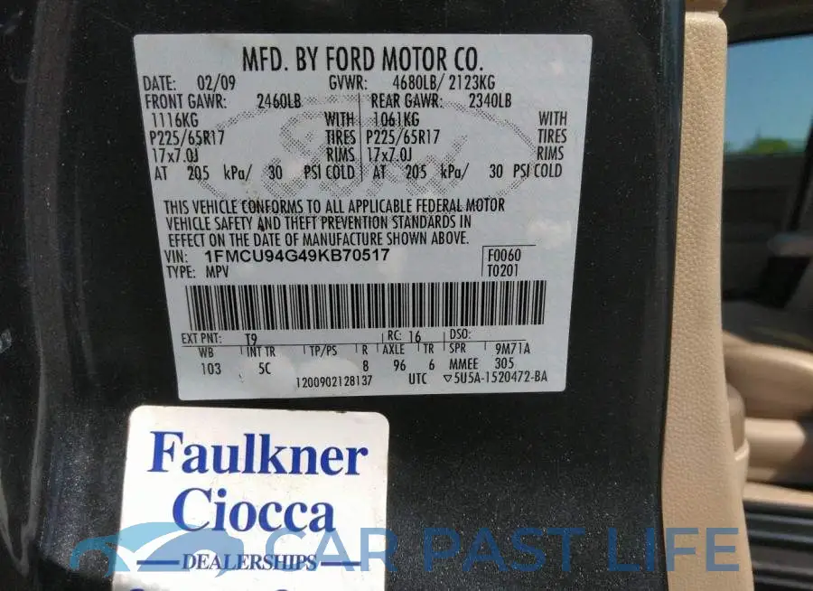 1FMCU94G49KB70517# 9