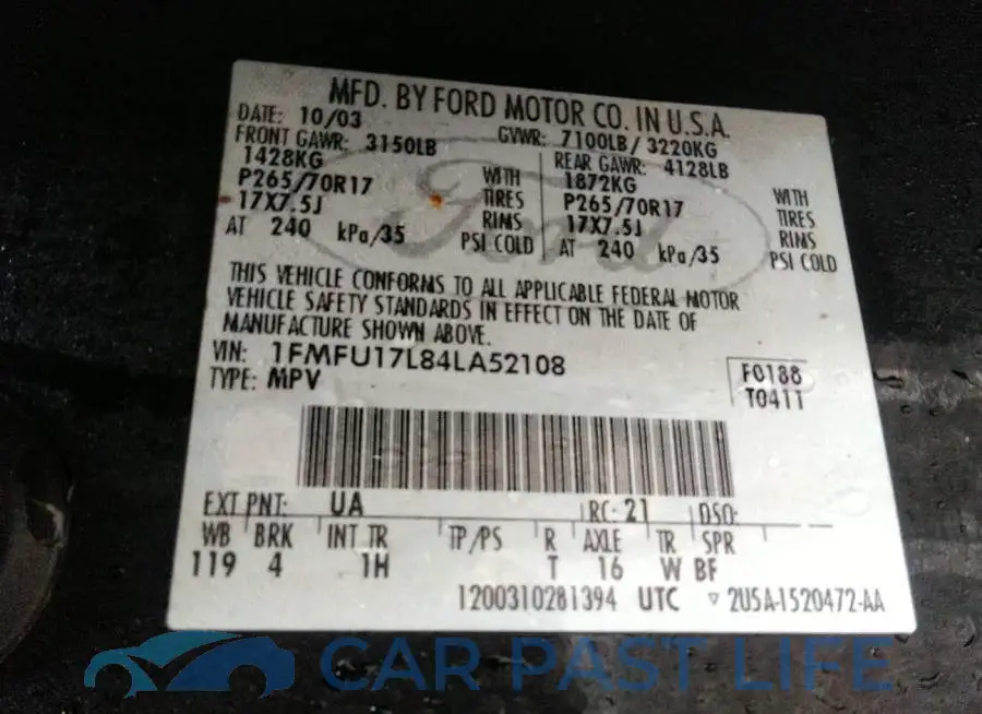 1FMFU17L84LA52108# 9