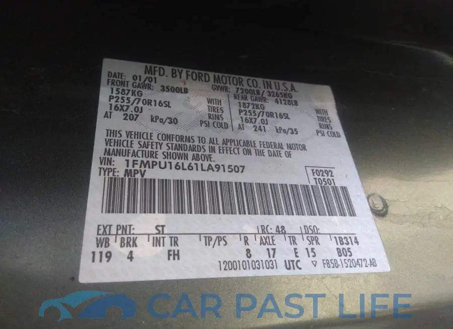 1FMPU16L61LA91507# 9