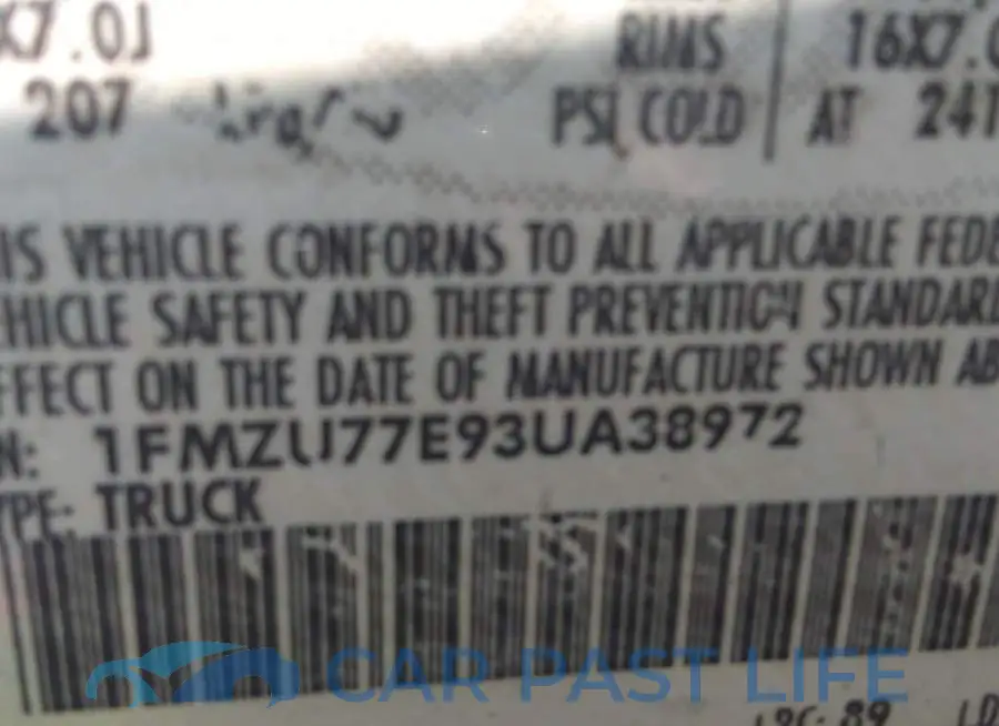 1FMZU77E93UA38972# 9