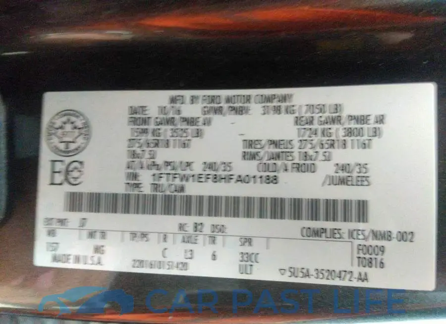 1FTFW1EF8HFA01188# 9