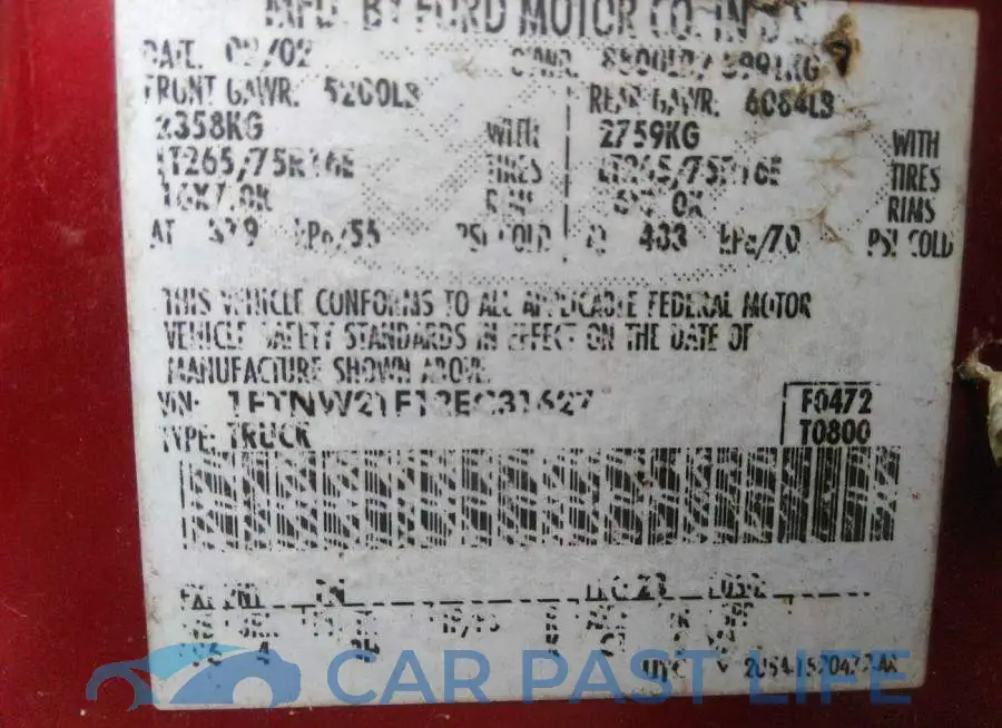 1FTNW21F12EC31627# 9