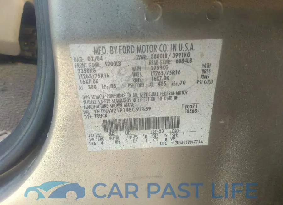 1FTNW21P14EC97459# 9