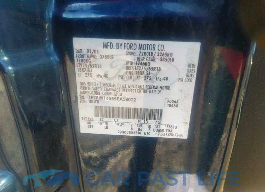 1FTPW14555FA58022# 9