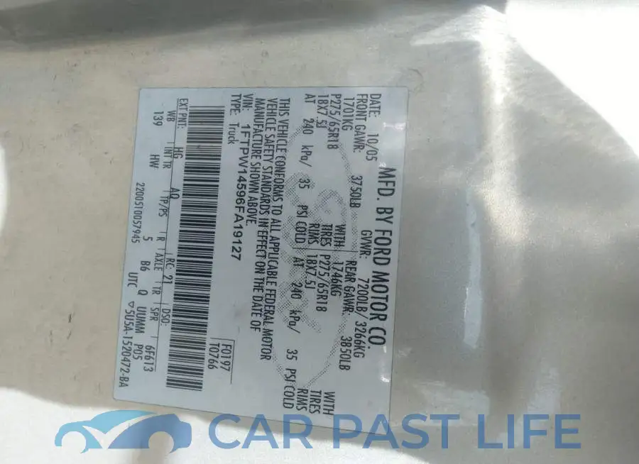 1FTPW14596FA19127# 9