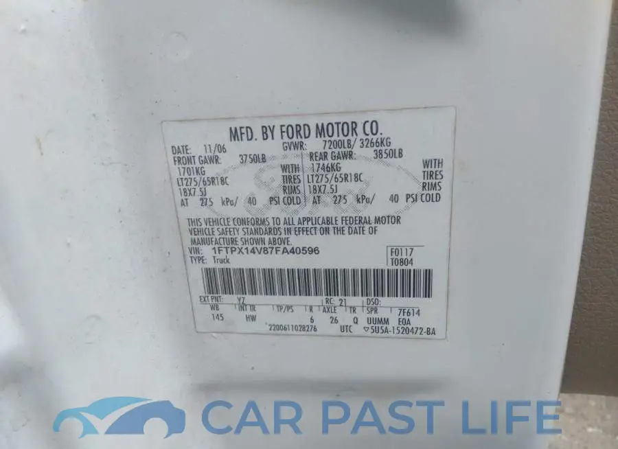 1FTPX14V87FA40596# 9