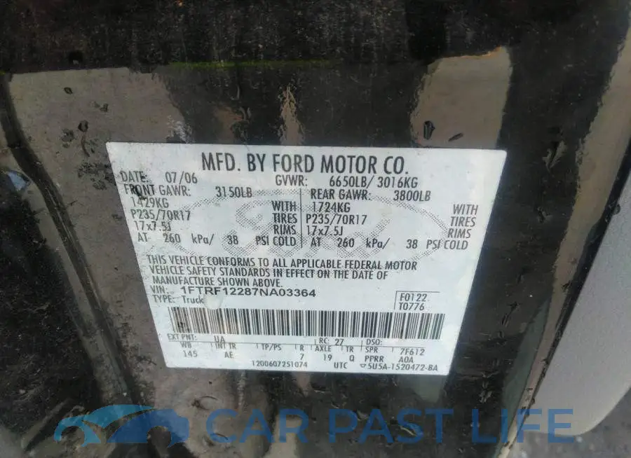 1FTRF12287NA03364# 9
