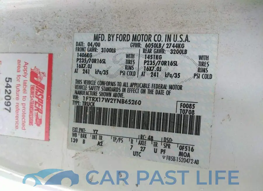 1FTRX17W2YNB65260# 9