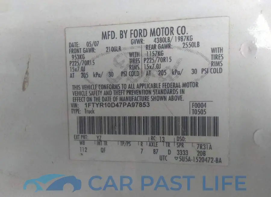 1FTYR10D47PA97853# 9