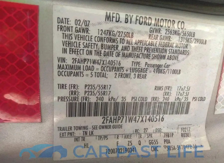 2FAHP71W47X140516# 9