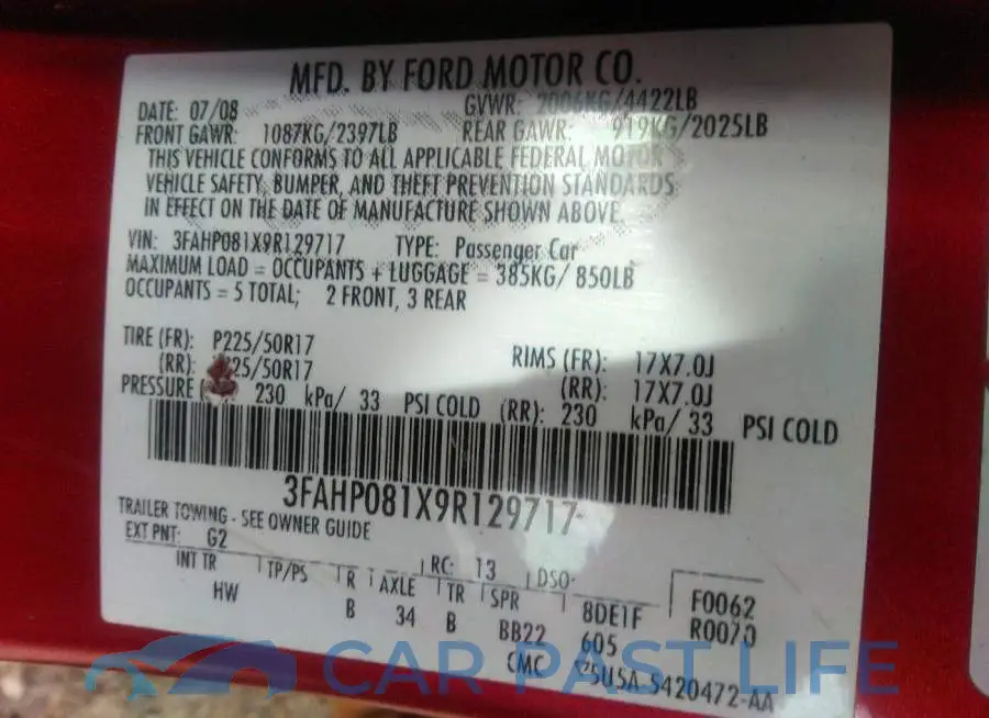 3FAHP081X9R129717# 9