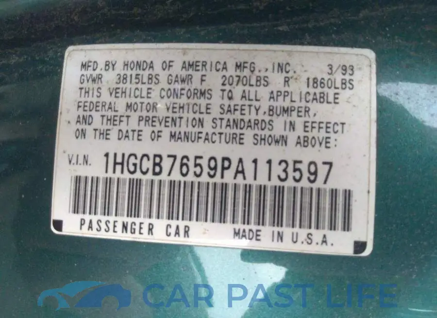 1HGCB7659PA113597# 9