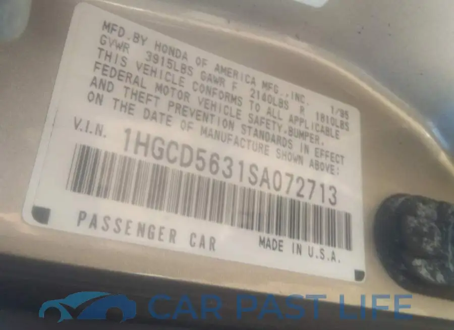 1HGCD5631SA072713# 9