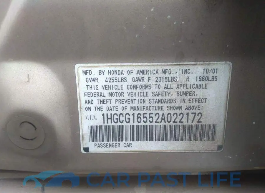 1HGCG16552A022172# 9