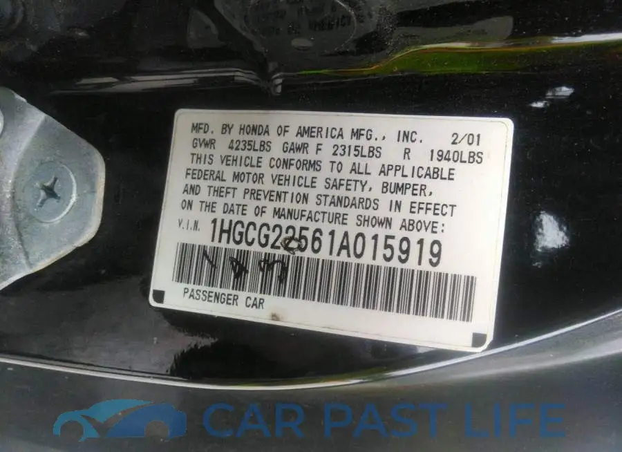 1HGCG22561A015919# 9