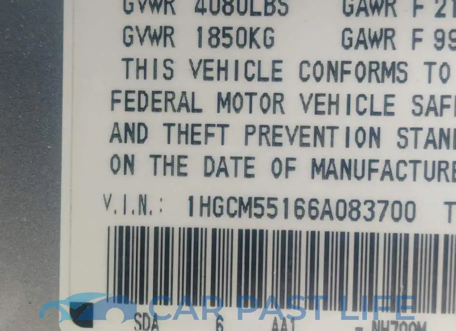 1HGCM55166A083700# 9