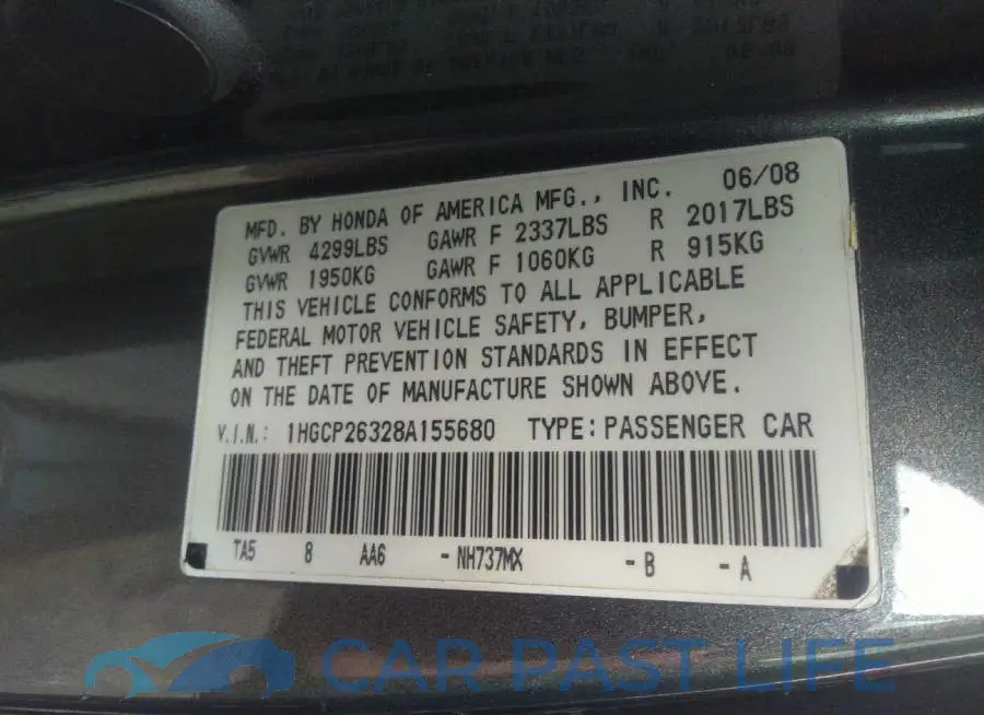 1HGCP26328A155680# 9