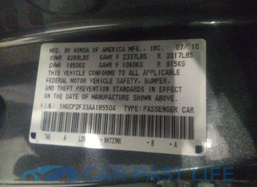 1HGCP2F33AA185504# 9