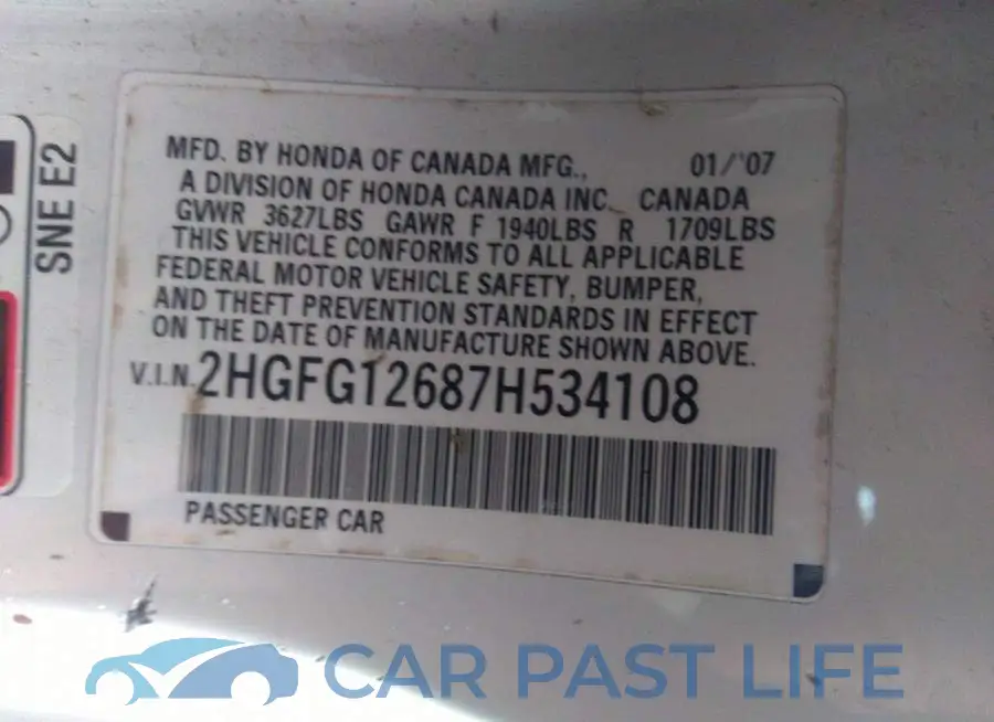 2HGFG12687H534108# 9