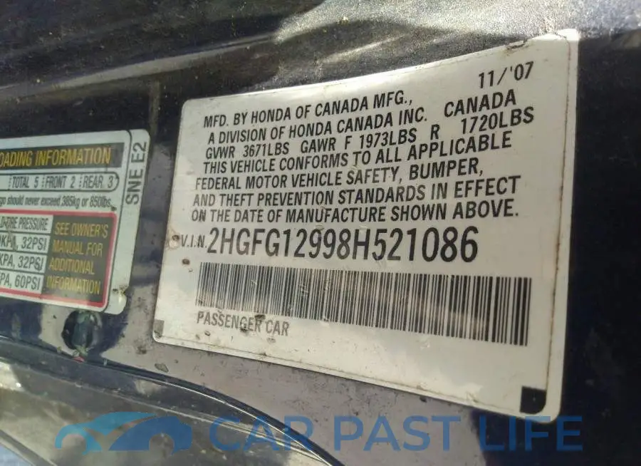 2HGFG12998H521086# 9