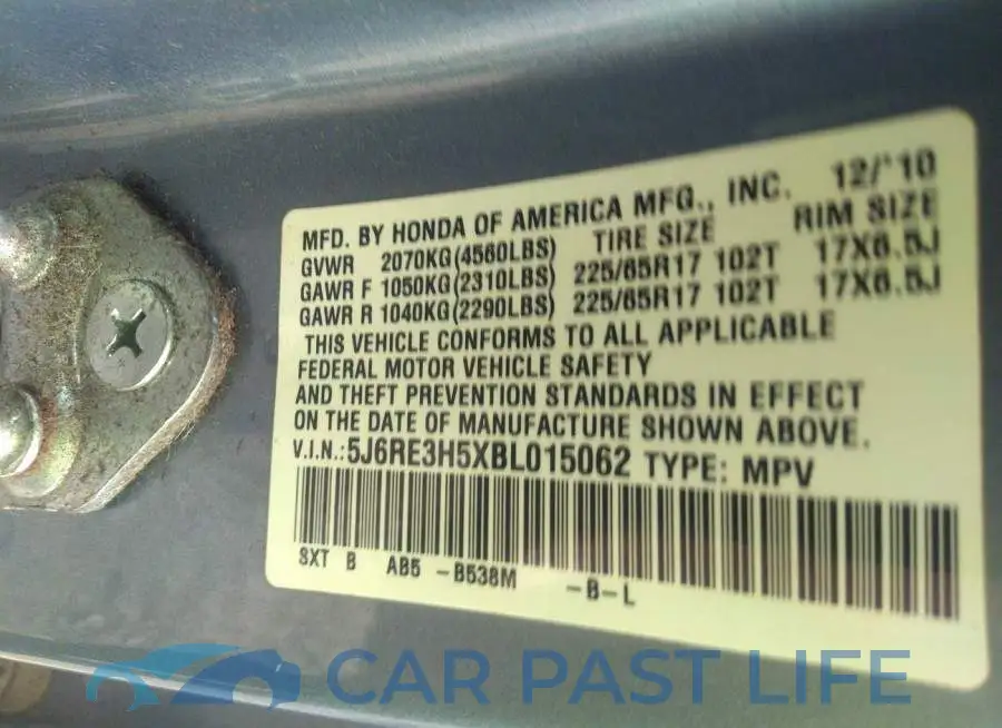 5J6RE3H5XBL015062# 9