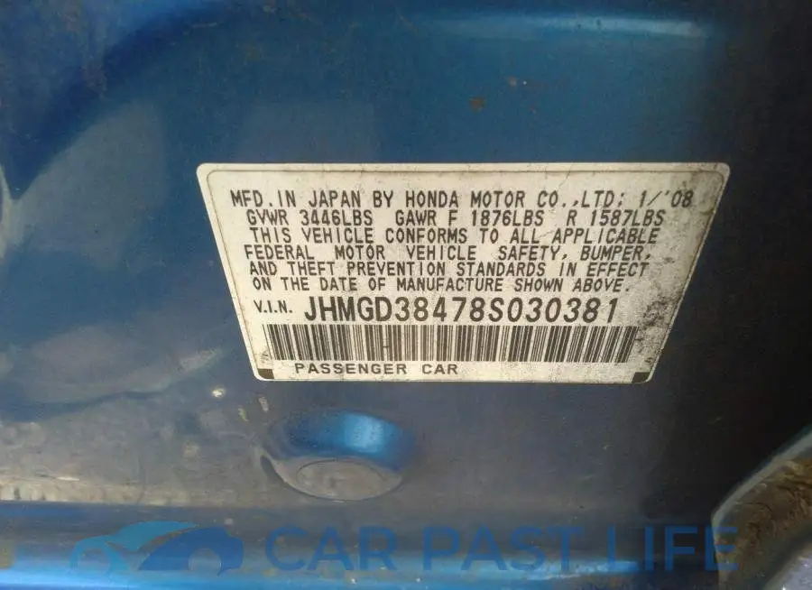 JHMGD38478S030381# 9