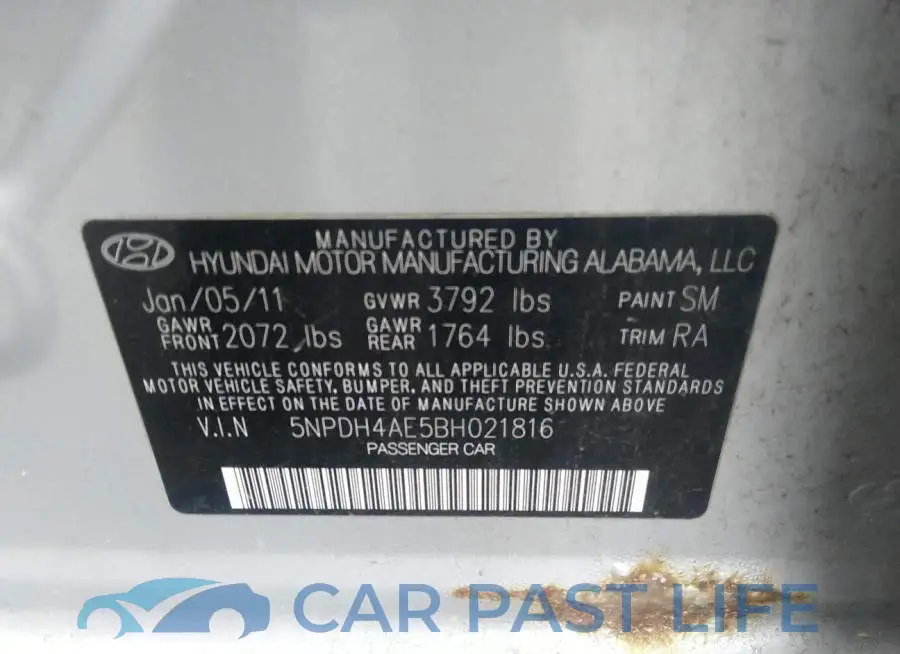 5NPDH4AE5BH021816# 9