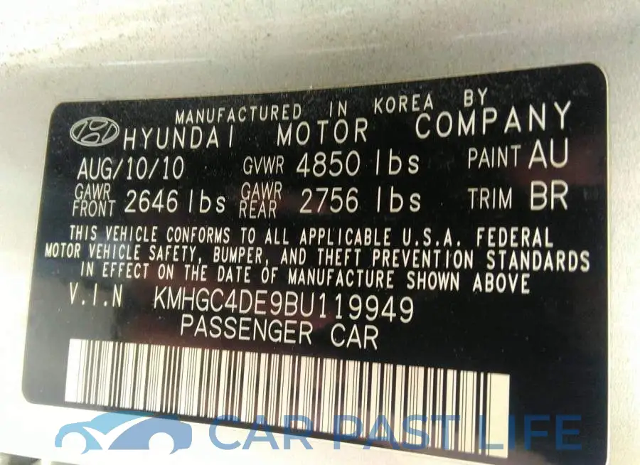 KMHGC4DE9BU119949# 9