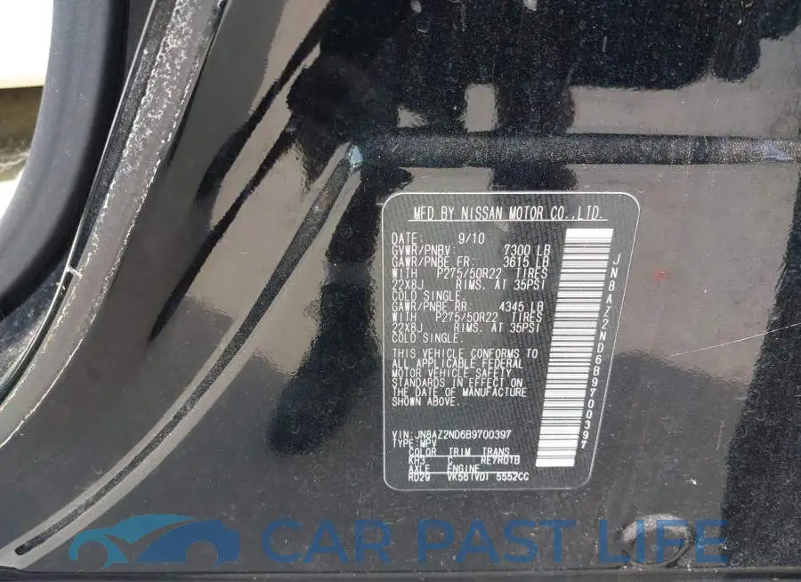 JN8AZ2ND6B9700397# 9
