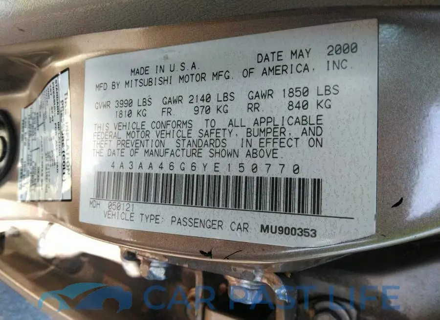 4A3AA46G6YE150770# 9