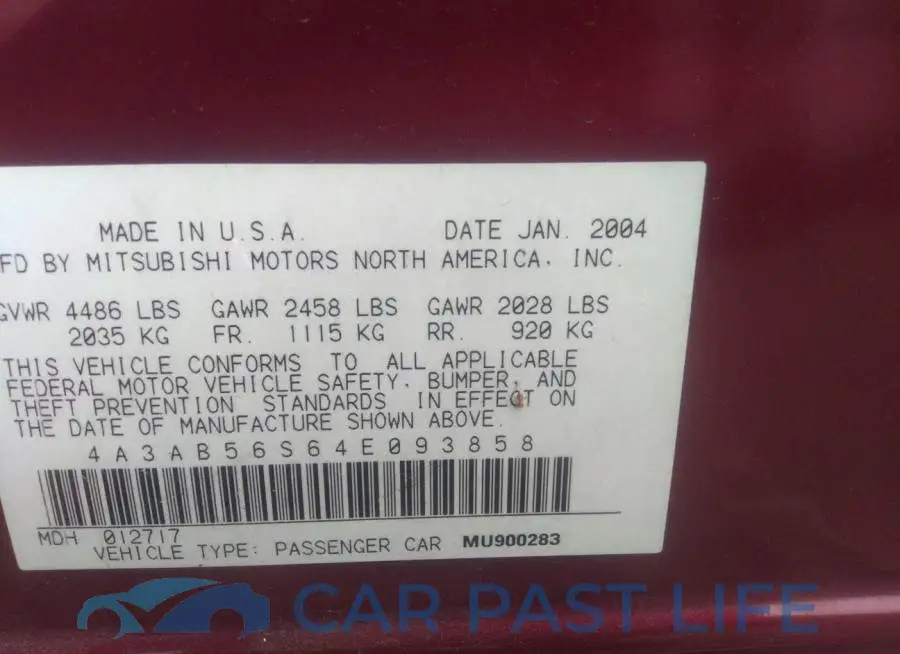 4A3AB56S64E093858# 9