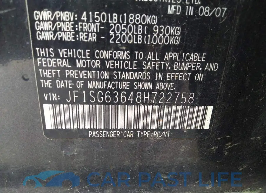 JF1SG63648H722758# 9