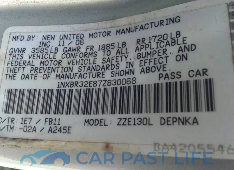 1NXBR32E87Z830068# 9