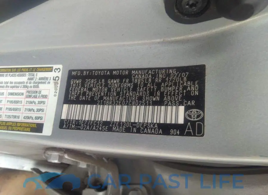 2T1BR32E07C802511# 9