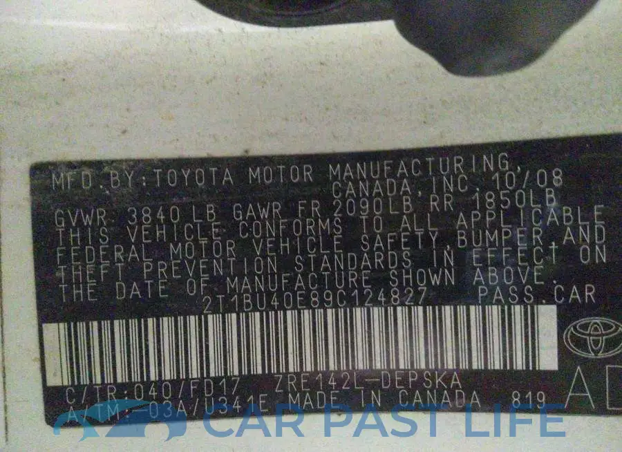 2T1BU40E89C124827# 9