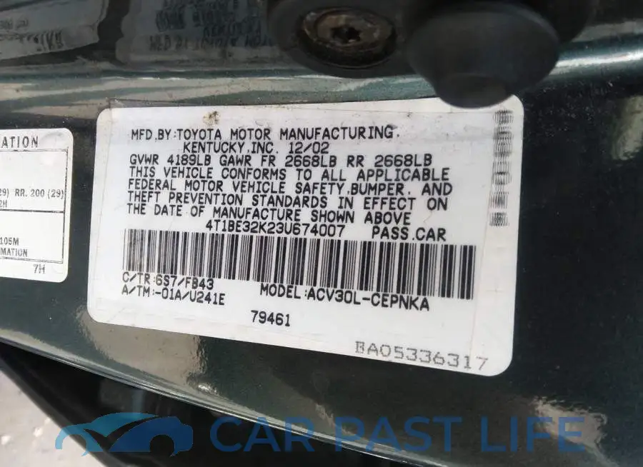 4T1BE32K23U674007# 9