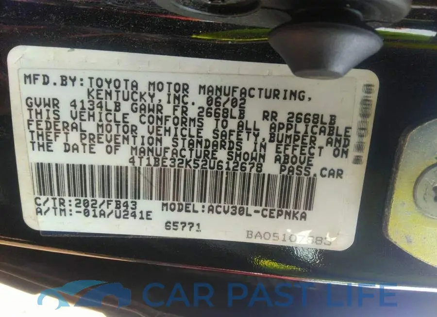 4T1BE32K52U612678# 9