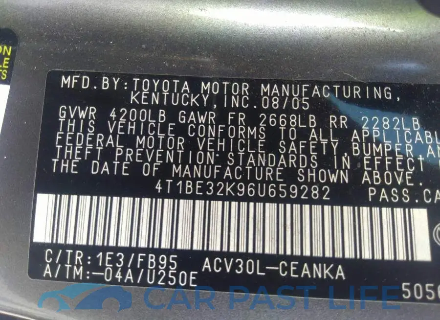 4T1BE32K96U659282# 9