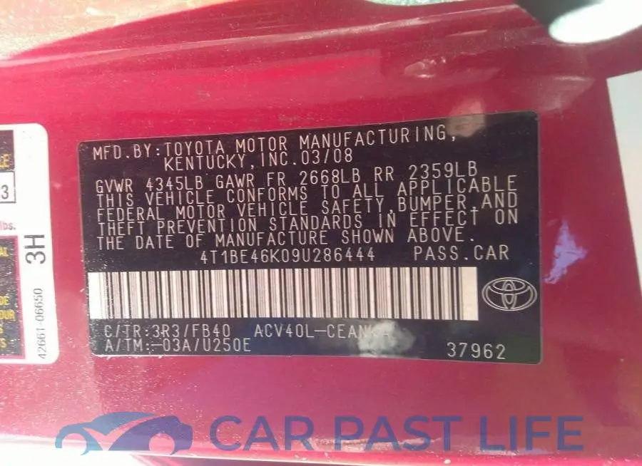 4T1BE46K09U286444# 9