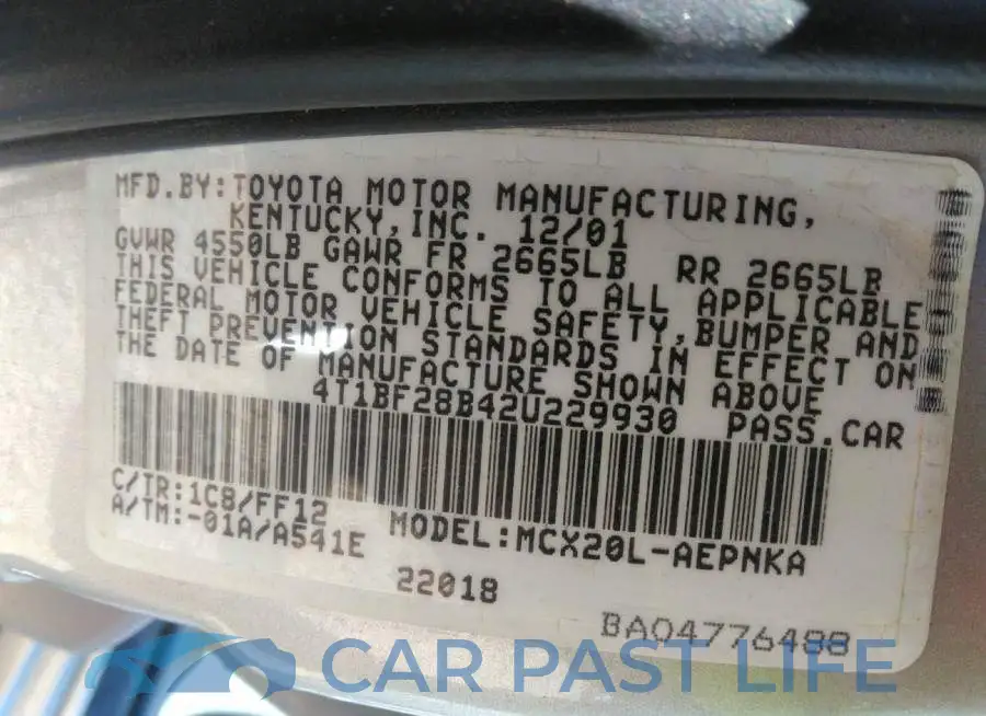 4T1BF28B42U229930# 9
