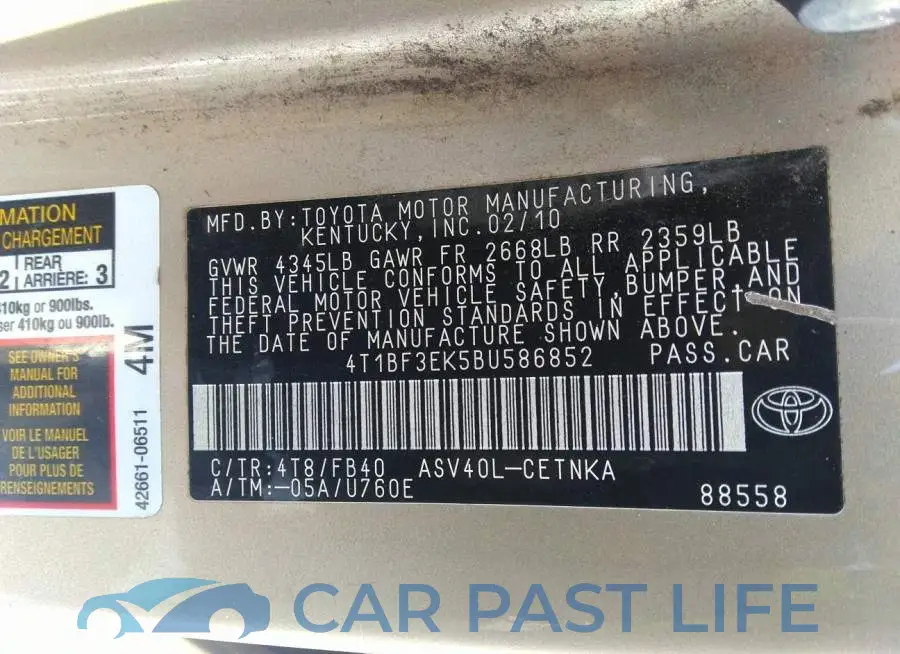 4T1BF3EK5BU586852# 9