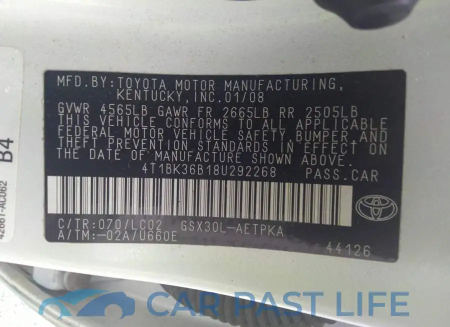 4T1BK36B18U292268# 9